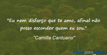 “Eu nem disfarço que te amo, afinal não posso esconder quem eu sou.”
