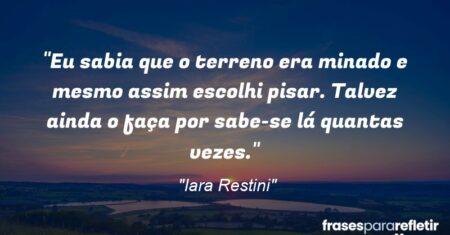“Eu sabia que o terreno era minado e mesmo assim escolhi pisar. Talvez ainda o faça por sabe-se lá quantas vezes.”