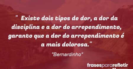 “Existe dois tipos de dor, a dor da disciplina e a dor do arrependimento, garanto que a dor do arrependimento é a mais dolorosa.”