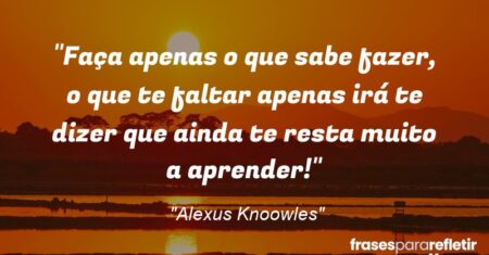 “Faça apenas o que sabe fazer, o que te faltar apenas irá te dizer que ainda te resta muito a aprender!”