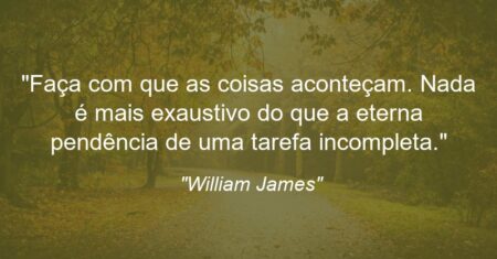 “Faça com que as coisas aconteçam. Nada é mais exaustivo do que a eterna pendência de uma tarefa incompleta.”