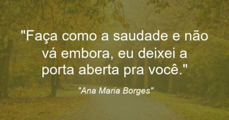 “Faça como a saudade e não vá embora, eu deixei a porta aberta pra você.”