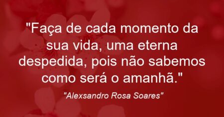 “Faça de cada momento da sua vida, uma eterna despedida, pois não sabemos como será o amanhã.”