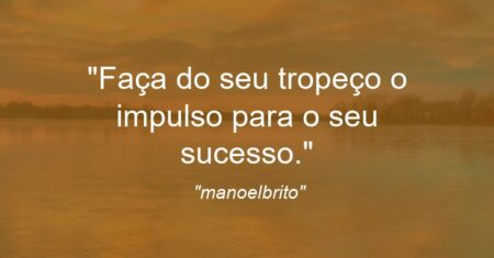 “Faça do seu tropeço o impulso para o seu sucesso.”