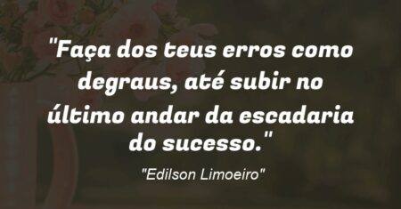 “Faça dos teus erros como degraus, até subir no último andar da escadaria do sucesso.”
