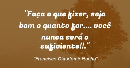 “Faça o que fizer, seja bom o quanto for…. você nunca será o suficiente!!.”
