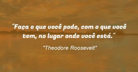 “Faça o que você pode, com o que você tem, no lugar onde você está.”