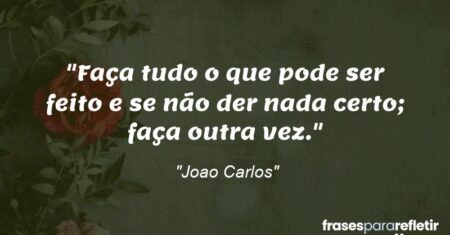 “Faça tudo o que pode ser feito e se não der nada certo; faça outra vez.”