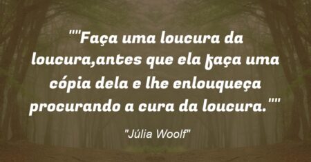 “Faça uma lou(cura) da loucura,antes que ela faça uma cópia dela e lhe enlouqueça procurando a cura da loucura.”