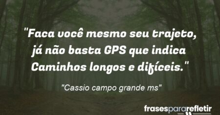 “Faca você mesmo seu trajeto, já não basta GPS que indica Caminhos longos e difíceis.”