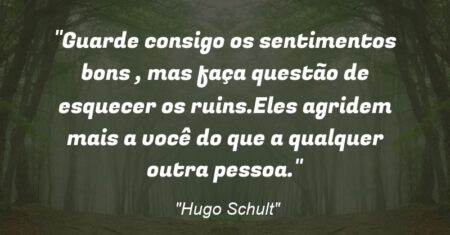“Guarde consigo os sentimentos bons , mas faça questão de esquecer os ruins.Eles agridem mais a você do que a qualquer outra pessoa.”