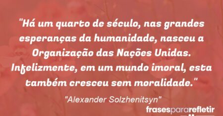 “Há um quarto de século, nas grandes esperanças da humanidade, nasceu a Organização das Nações Unidas. Infelizmente, em um mundo imoral, esta também cresceu sem moralidade.”