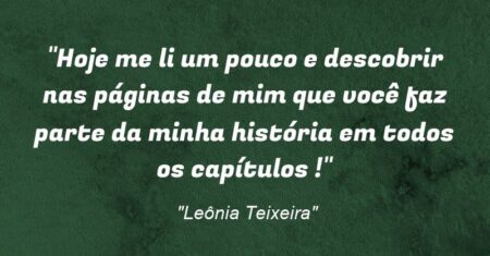 “Hoje me li um pouco e descobrir nas páginas de mim que você faz parte da minha história em todos os capítulos !”