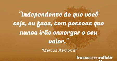 “Independente do que você seja, ou faça, tem pessoas que nunca irão enxergar o seu valor.”