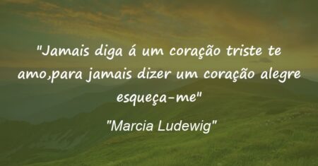 “Jamais diga á um coração triste te amo,para jamais dizer um coração alegre esqueça-me”