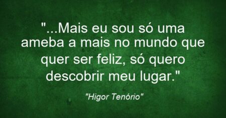 “(…)Mais eu sou só uma ameba a mais no mundo que quer ser feliz, só quero descobrir meu lugar.”