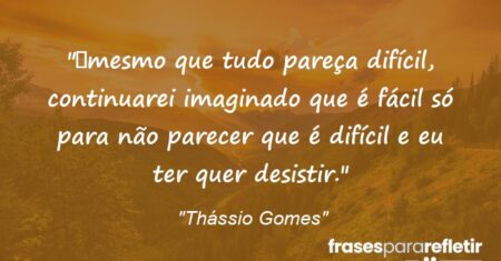 “mesmo que tudo pareça difícil, continuarei imaginado que é fácil só para não parecer que é difícil e eu ter quer desistir.”