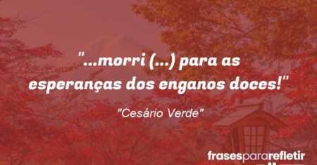 “…morri (…) para as esperanças dos enganos doces!”