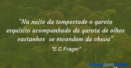 “Na noite da tempestade o garoto esquisito acompanhado da garota de olhos castanhos se escondem da chuva”