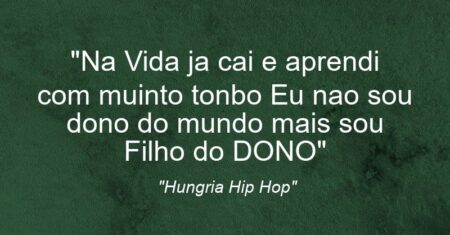 “Na Vida ja cai e aprendi com muinto tonbo Eu nao sou dono do mundo mais sou Filho do DONO”