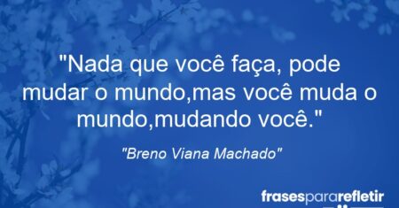 “Nada que você faça, pode mudar o mundo,mas você muda o mundo,mudando você.”