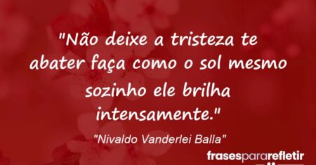““Não deixe a tristeza te abater faça como o sol mesmo sozinho ele brilha intensamente”.”