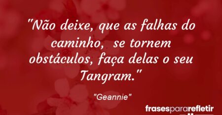 “Não deixe, que as falhas do caminho, se tornem obstáculos, faça delas o seu Tangram.”