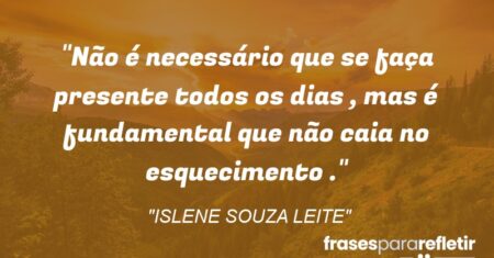 “Não é necessário que se faça presente todos os dias , mas é fundamental que não caia no esquecimento .”