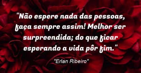 “Não espere nada das pessoas, faça sempre assim! Melhor ser surpreendida; do que ficar esperando a vida pôr fim.”