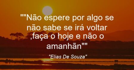 “”Não espere por algo se não sabe se irá voltar ,faça o hoje e não o amanhãn””