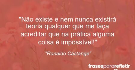“Não existe e nem nunca existirá teoria qualquer que me faça acreditar que na prática alguma coisa é impossível!”