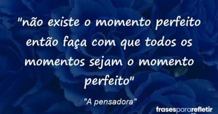 “não existe o momento perfeito então faça com que todos os momentos sejam o momento perfeito”