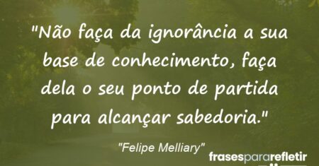 “Não faça da ignorância a sua base de conhecimento, faça dela o seu ponto de partida para alcançar sabedoria.”