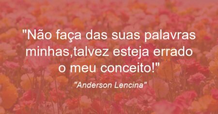 “Não faça das suas palavras minhas,talvez esteja errado o meu conceito!”