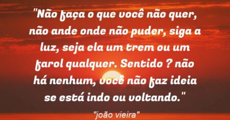 “Não faça o que você não quer, não ande onde não puder, siga a luz, seja ela um trem ou um farol qualquer. Sentido ? não há nenhum, você não faz ideia se está indo ou voltando.”
