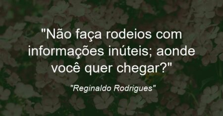 “Não faça rodeios com informações inúteis; aonde você quer chegar?”