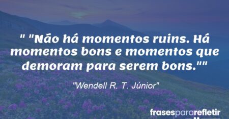 “”Não há momentos ruins. Há momentos bons e momentos que demoram para serem bons.””