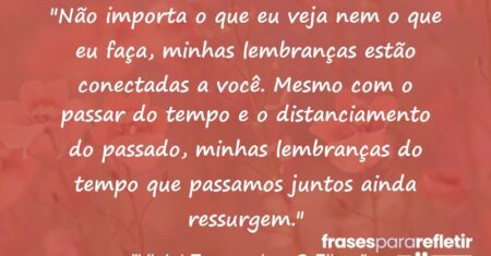 “Não importa o que eu veja nem o que eu faça, minhas lembranças estão conectadas a você. Mesmo com o passar do tempo e o distanciamento do passado, minhas lembranças do tempo que passamos juntos ainda ressurgem.”