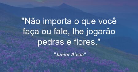 “Não importa o que você faça ou fale, lhe jogarão pedras e flores.”