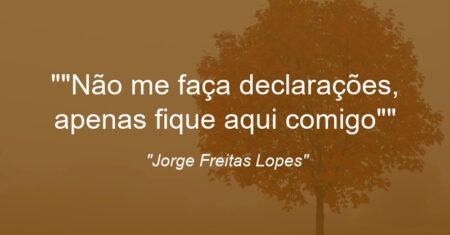 “Não me faça declarações, apenas fique aqui comigo”