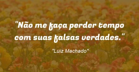 “Não me faça perder tempo com suas falsas verdades.”