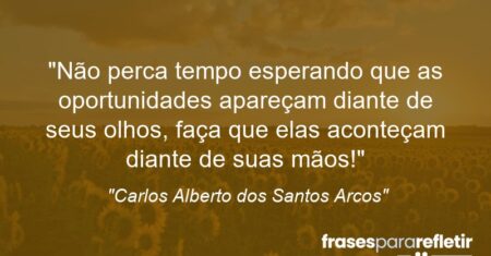 “Não perca tempo esperando que as oportunidades apareçam diante de seus olhos, faça que elas aconteçam diante de suas mãos!”