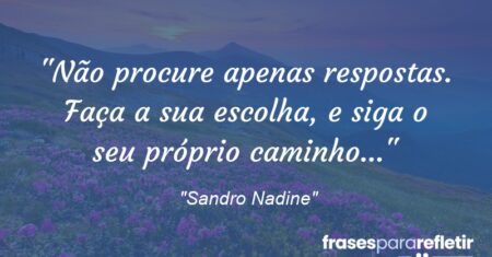 “Não procure apenas respostas. Faça a sua escolha, e siga o seu próprio caminho…”