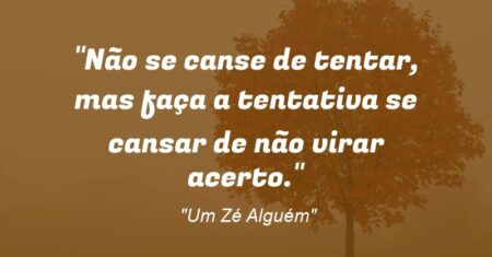 “Não se canse de tentar, mas faça a tentativa se cansar de não virar acerto.”