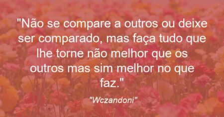 “Não se compare a outros ou deixe ser comparado, mas faça tudo que lhe torne não melhor que os outros mas sim melhor no que faz.”