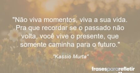 “Não viva momentos, viva a sua vida. Pra que recordar se o passado não volta, você vive o presente, que somente caminha para o futuro.”