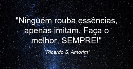 “Ninguém rouba essências, apenas imitam. Faça o melhor, SEMPRE!”