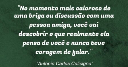 “No momento mais caloroso de uma briga ou discussão com uma pessoa amiga, você vai descobrir o que realmente ela pensa de você e nunca teve coragem de falar.”