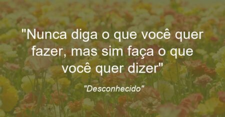 “Nunca diga o que você quer fazer, mas sim faça o que você quer dizer”