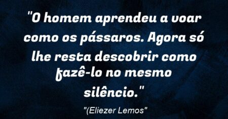 ““O homem aprendeu a voar como os pássaros. Agora só lhe resta descobrir como fazê-lo no mesmo silêncio”.”